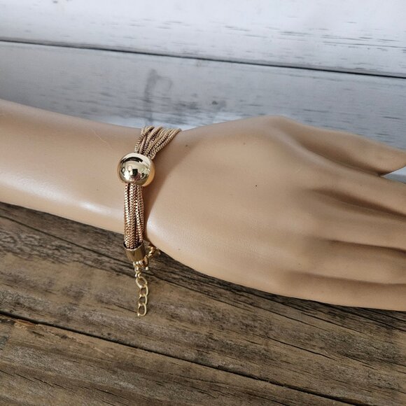 Multi Layer Gold Fashion Bracelet 7" plus 2" Inches - Picture 4 of 4